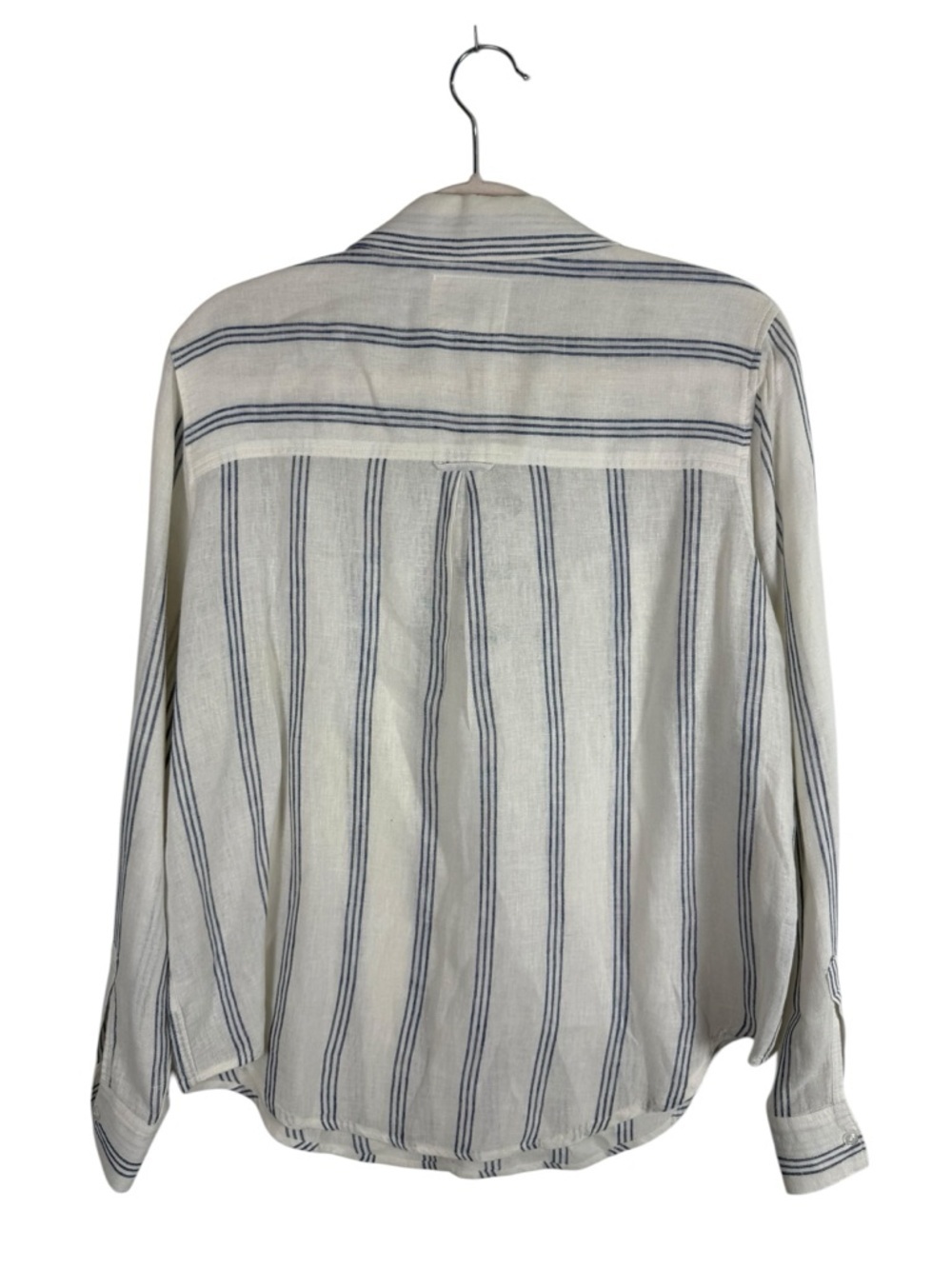 Rails Linen Blend Matea Lace Up Shirt Blue White Flamenco Stripe Coastal Sz M - Picture 5 of 5